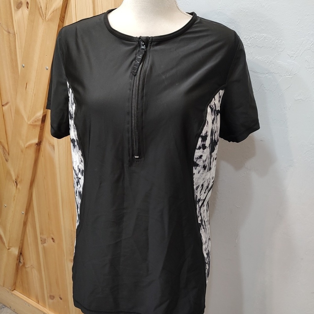 Livi Active Swim Rash Guard Top Sz 18/20 Swimwear Half Zip White Gray Black